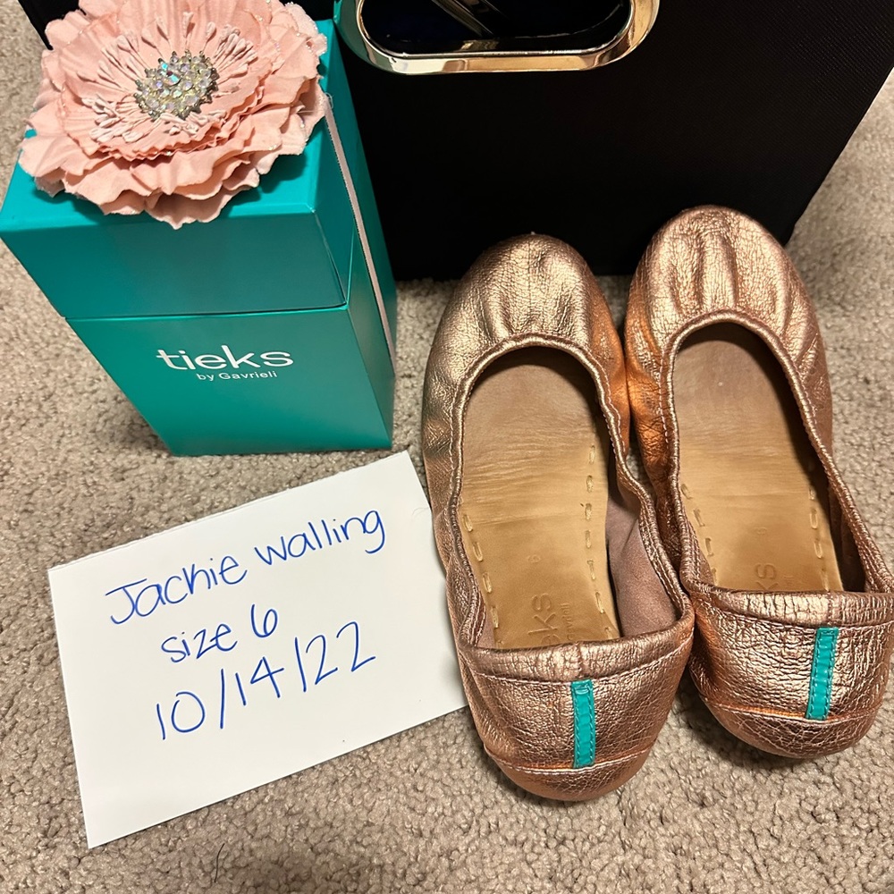 Rose Gold Glam Tieks size 6